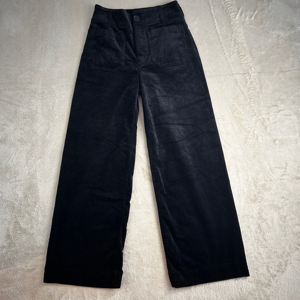 Maeve Anthropologie The Colette Black Corduroy Wide Leg Pants High Rise 25‎ - Picture 3 of 8
